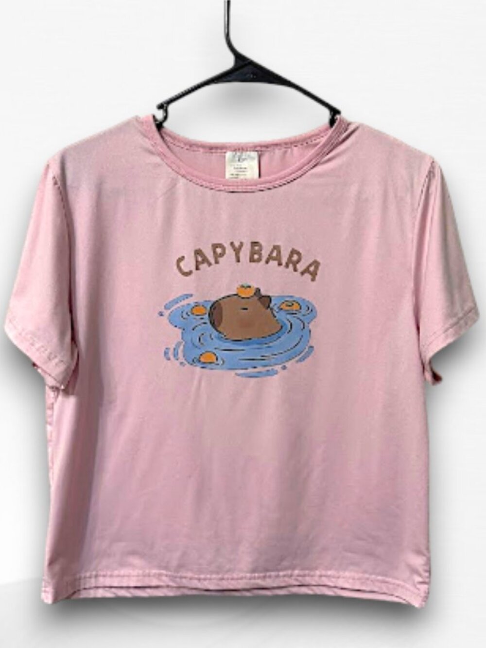 Girls Capybara Graphic T Shirt Pink Cute Kawaii Tee Size 12Y Soft Stretch Top - Picture 2 of 6